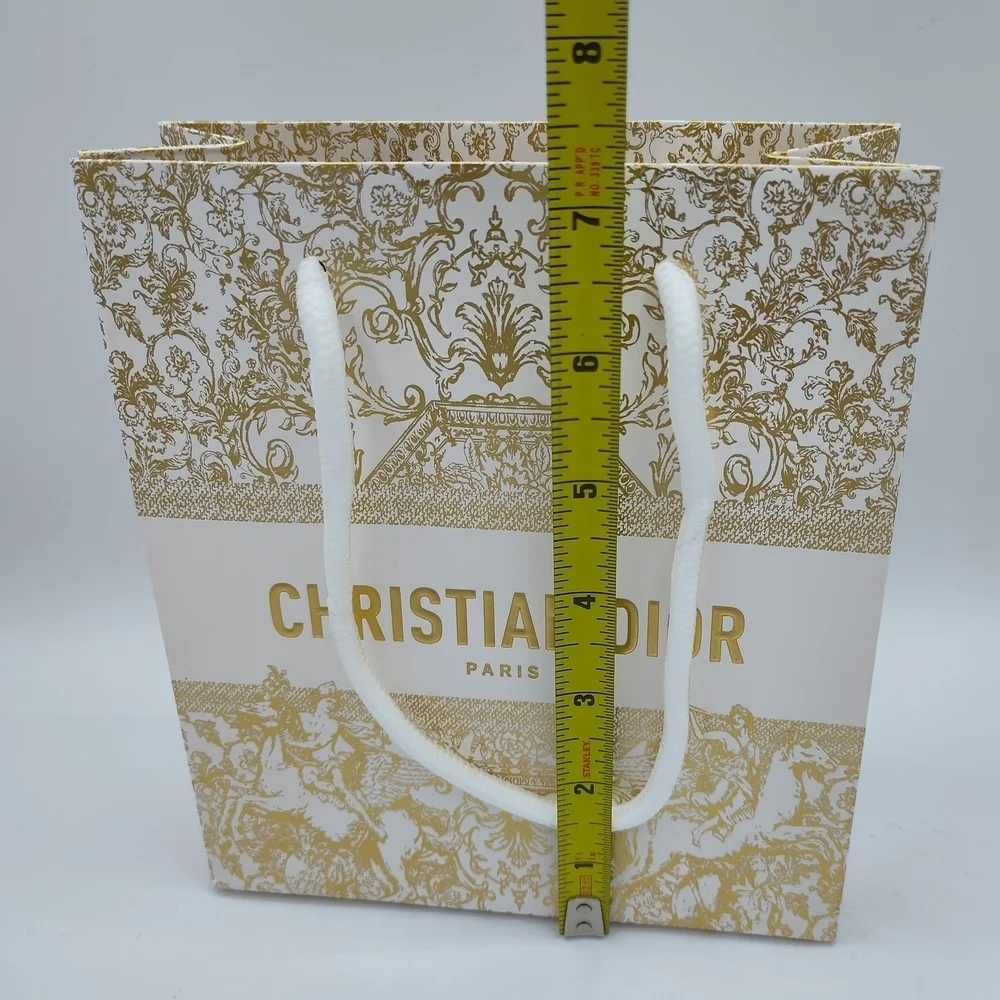 Dior Gold Toile de Jouy Gift Bag 2022–2023 Luxury Boutique Packaging Pristine